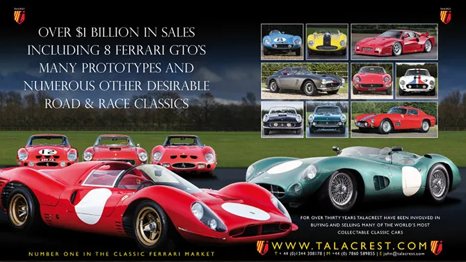 Classic Ferrari dealer - over $1 Billion in sales - advert from 2015
