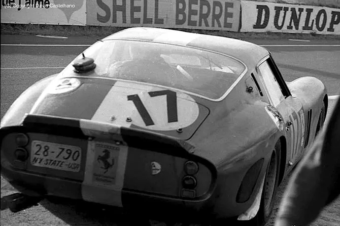 Ferrari 250 GTO 3387 at 1962 Le Mans with number plates